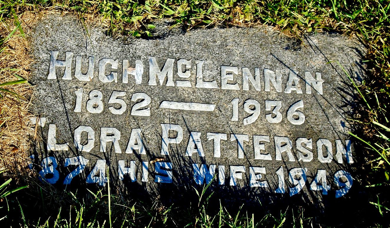 Photo of headstones/Hugh McLennan d1936 hdstn Port Bruce Baie du Dore cem